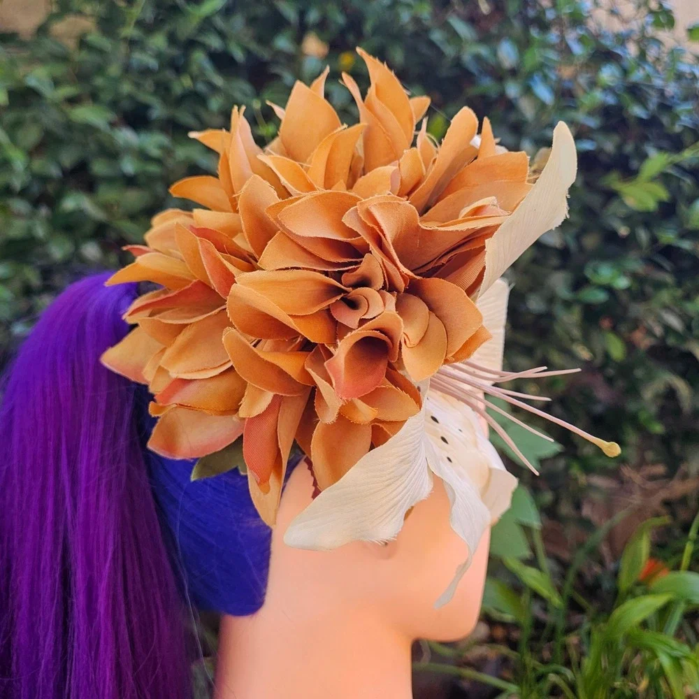 Handmade Chrysanthemum‎ & Lily Hair Flower Clip Fascinator Pinup Rockabilly Tiki